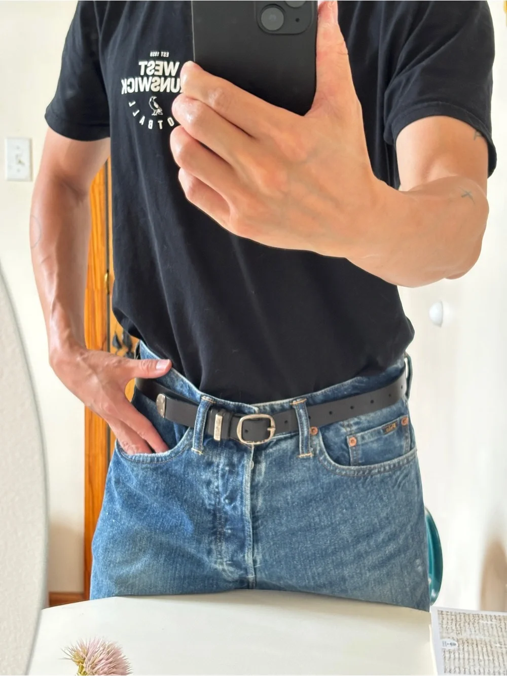 G-Star Raw Black Leather Western Belt Size 34